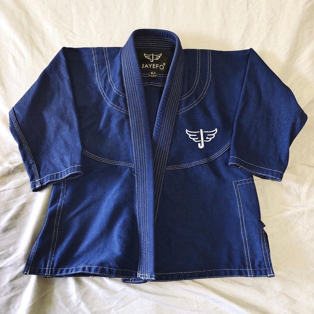 Jayefo Blue BJJ Gi Jacket Kids K-1 Brazilian Jiu Jitsu Martial Arts Top Navy